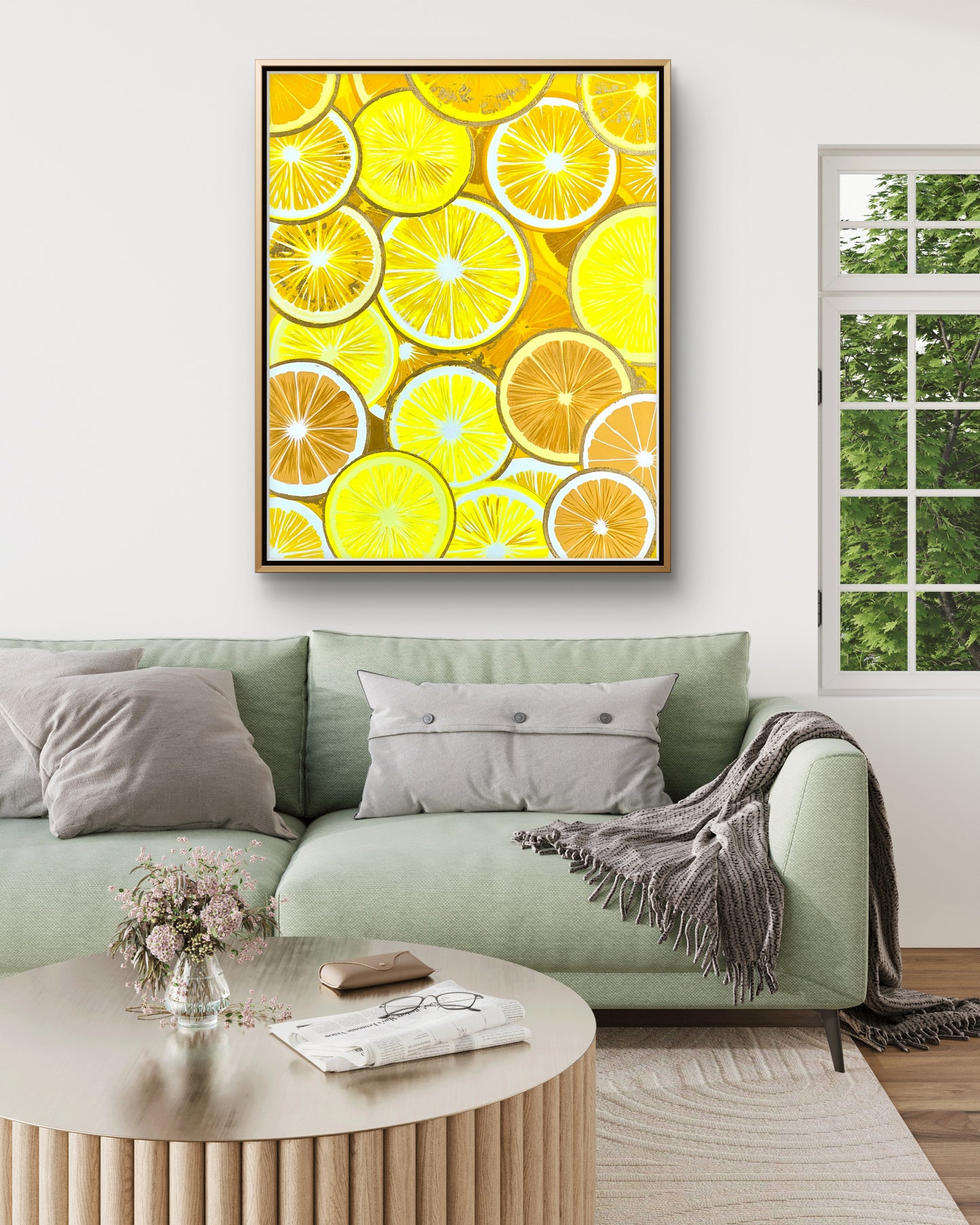 “Citrus Botanical” include frame – Mixed Media Artwork (80x100cm)