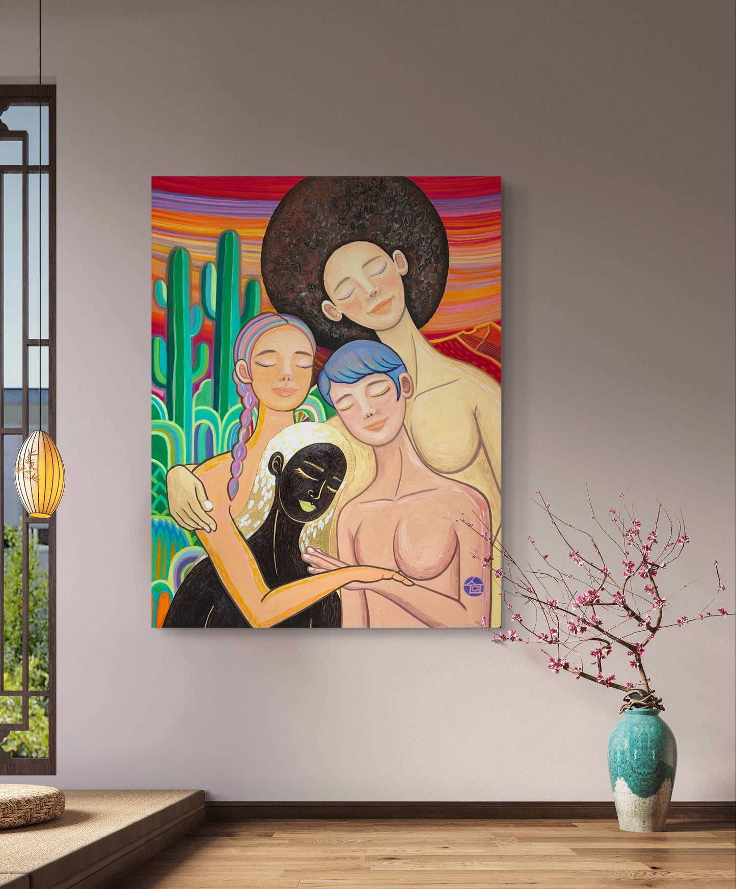 “Embrace” original oil, acrylic & oil pastels