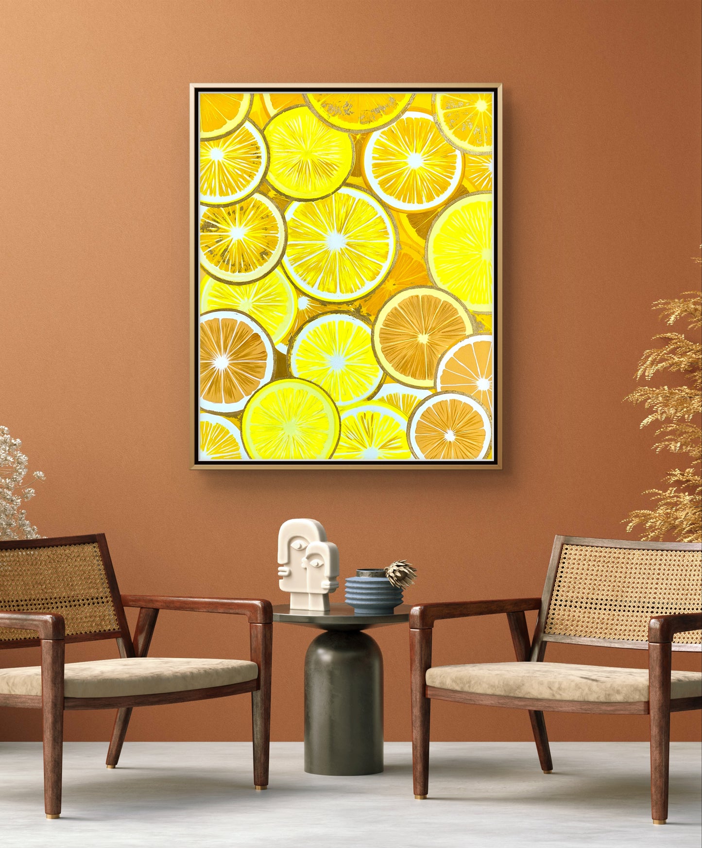 “Citrus Botanical” include frame – Mixed Media Artwork (80x100cm)