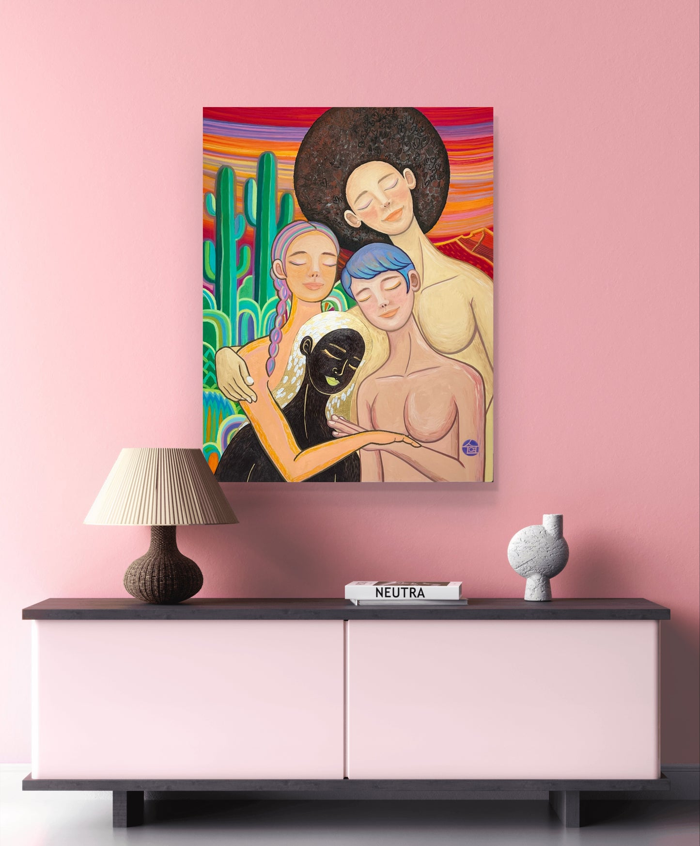 “Embrace” original oil, acrylic & oil pastels
