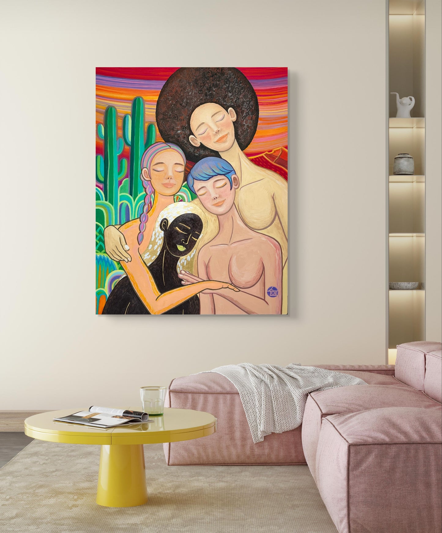 “Embrace” original oil, acrylic & oil pastels