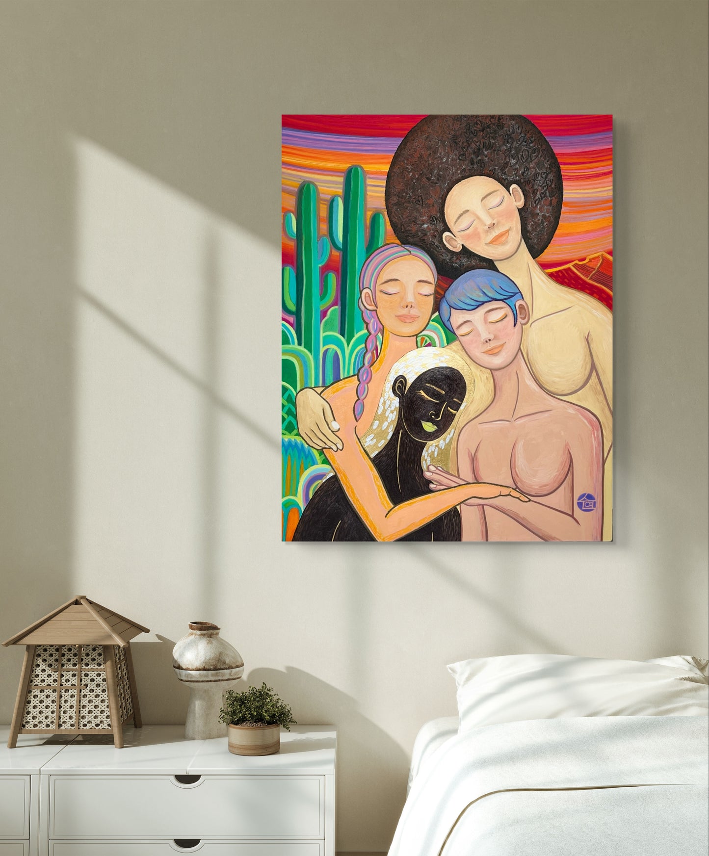 “Embrace” original oil, acrylic & oil pastels