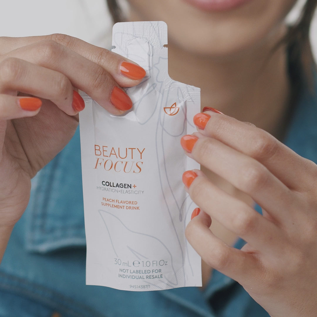 asmr Person Enjoying Beauty Focus Collagen+ Peach in Daily Routine