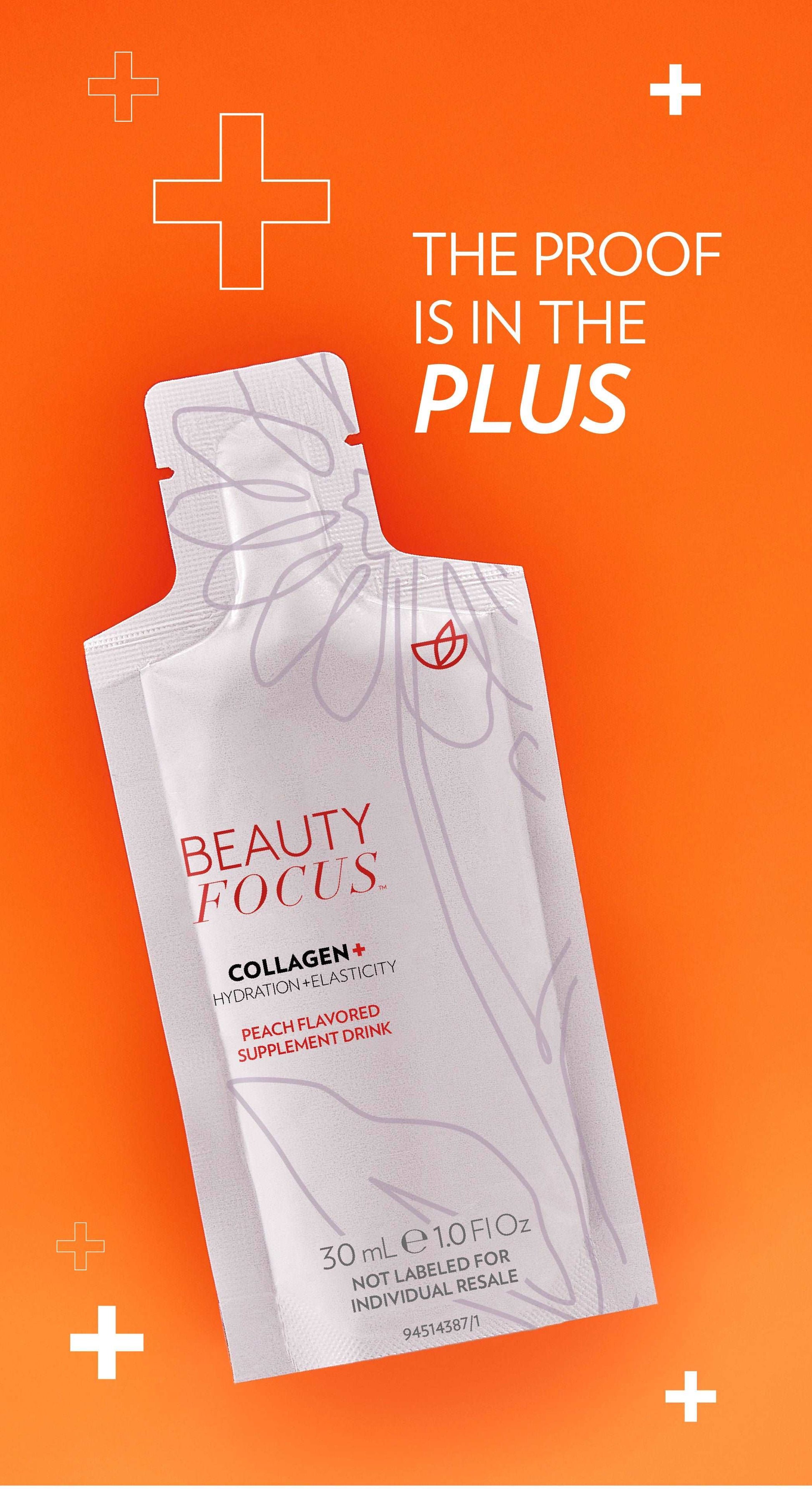 Beauty Focus™ Collagen + CelltrexBuy
* Discount will apply at checkout. 
 Kickstart collagen and elastin production, rev up radiance, visibly reduce fine lines and wrinkles, and boost hydration for Beauty Focus™ Collagen + Celltrex Always Right Recovery Fluid Subscrip