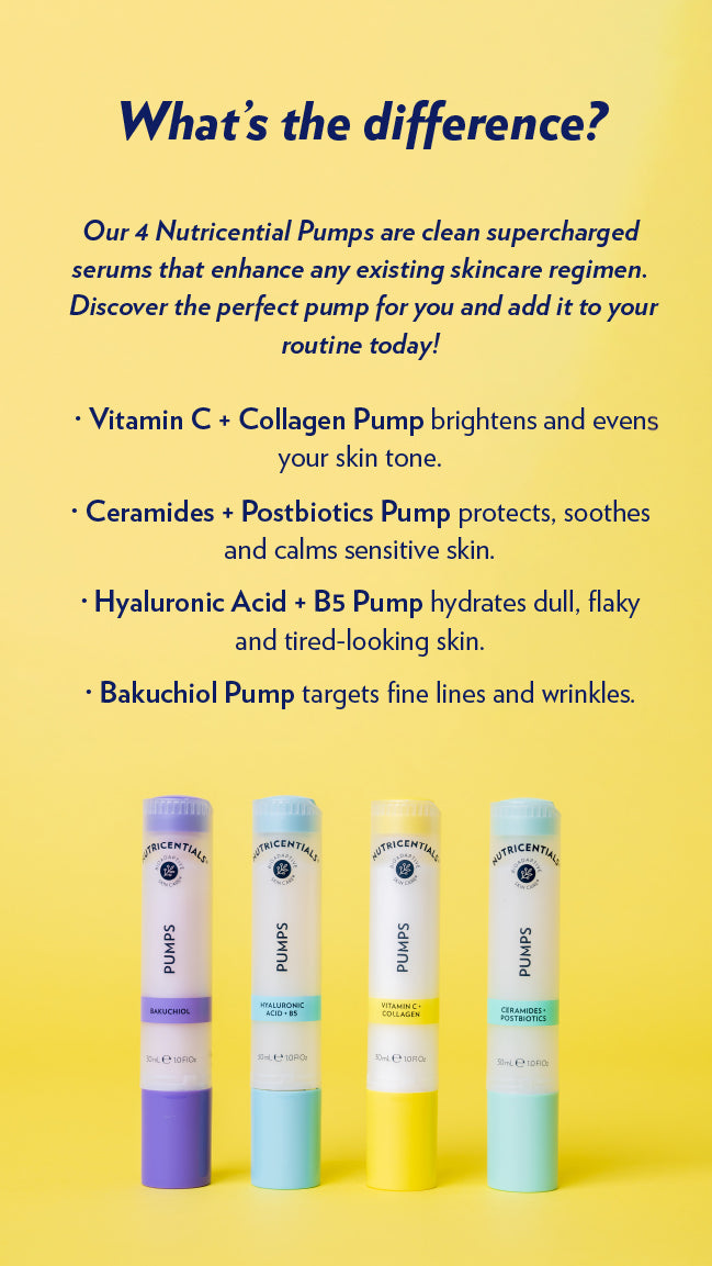 Nutricentials® Hyaluronic Acid PumpBuy Hyaluronic Acid Pump * Discount will apply at checkout. 
Nutricentials Pumps Hyaluronic Acid + B5 is a mega-moisturizing formula featuring our Bioadaptive BotaniNutricentials® Hyaluronic Acid Pump