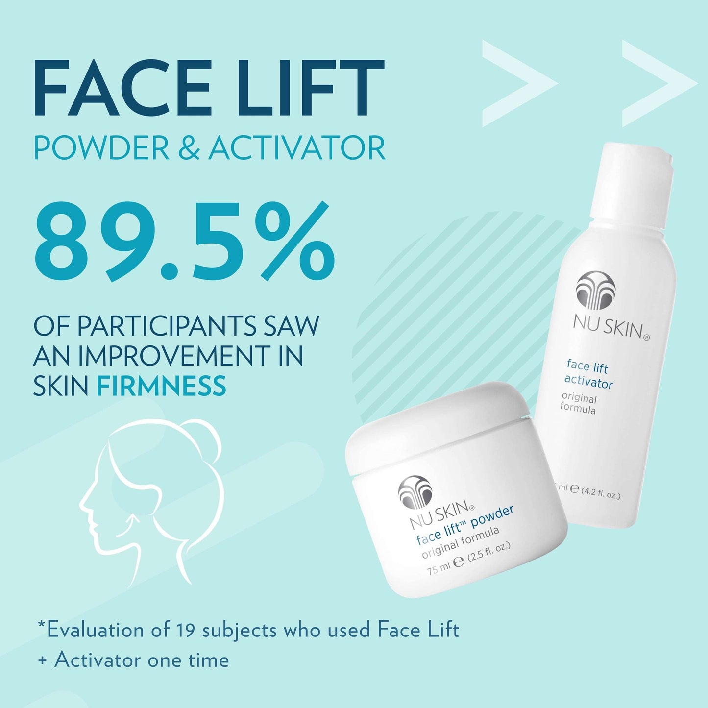 Activator (Original Formula)Buy Face Lift with Activator (Original Formula)
Face Lift works immediately to temporarily lift and tighten the face and neck for a firmer, more youthful appearance.Face Lift with Activator (Original Formula)