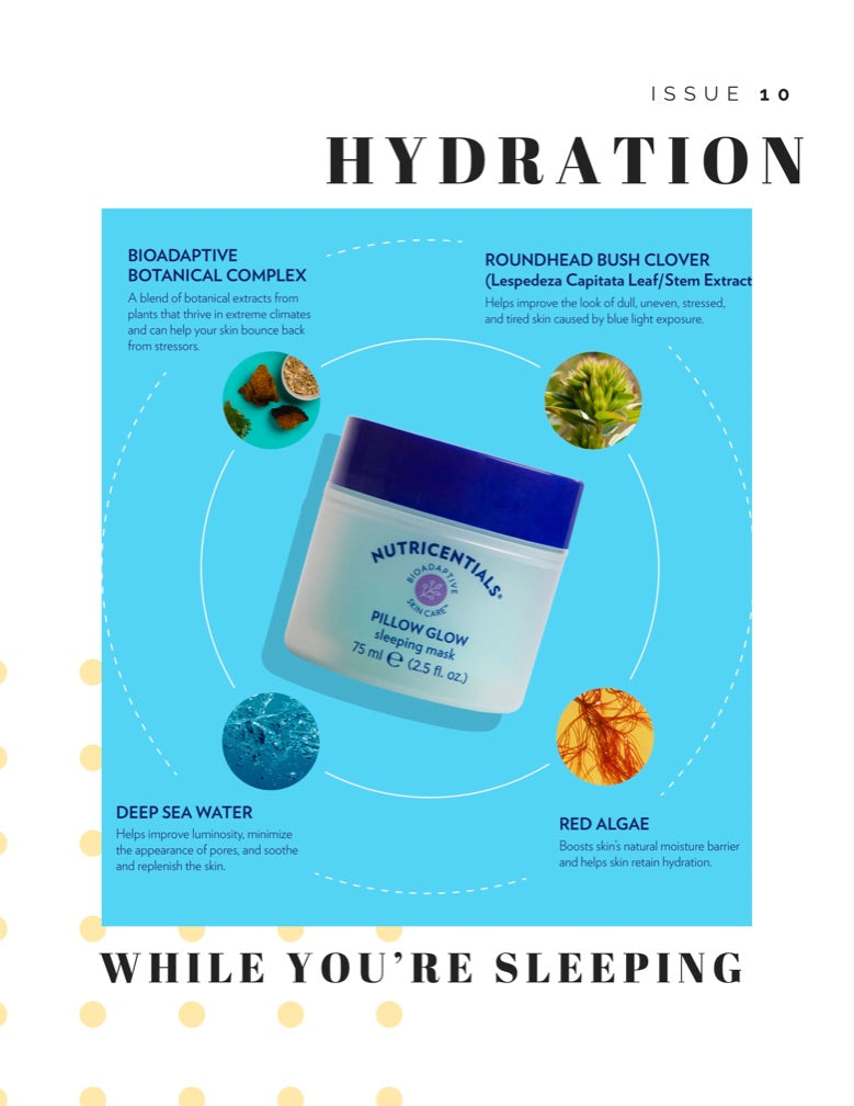 Nutricentials® Pillow GlowBuy Nutricentials® Pillow Glow
* Discount will apply at checkout. 
Pillow Glow Sleeping Mask is a moisture-recharging gel-cream mask that delivers an intense rush ofNutricentials® Pillow Glow
